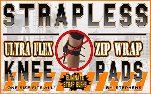 Stephens Strapless Ultra Flex Zip Wrap Knee Pads - Eliminate Strap Burns