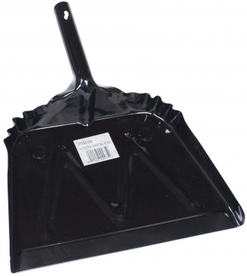 12" Black Steel Dust Pan - Industrial/Contractor Use