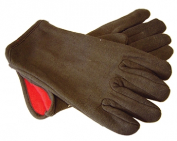 Brown Jersey Glove w/Fleece Lining - Size L