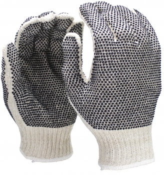 String Knit Gloves - PVC Dots On Back & Palm- Size L