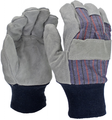 Shoulder Split Leather Palm Gloves - Knit Wrist - Size L