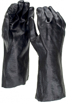 14" Treated Black PVC Chemical-Resitant Gloves - Rough Finish