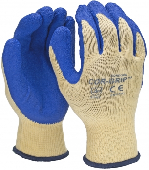 Premium Blue Latex Coated Gloves - Polyester/Cotton Blend - Size L