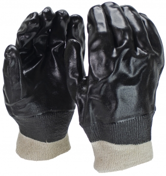 Treated Black Chemical Resistant PVC Gloves - Size L