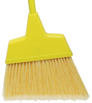 Commercial Upright Broom - Flagged Synthetic Fill - Plastic-Coated Handle