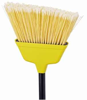 Household Upright Broom - Flagged Synthetic Fill - Plastic-Coated Handle