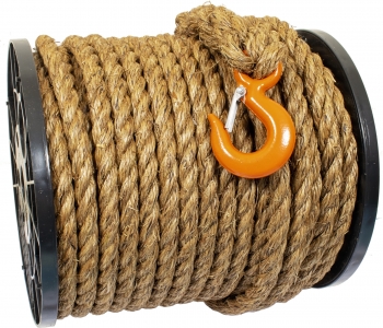 3/4" x 180' Snap-Hook Manila Hoisting Rope