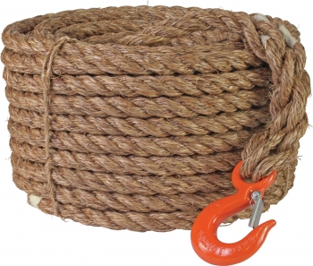 3/4" x 100' Snap-Hook Manila Hoisting Rope
