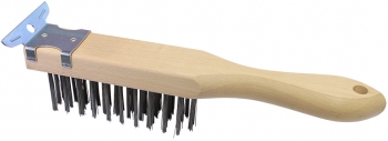 Wire Scratch Brush w/Scraper  - 11" x 1-1/2" Wood Block