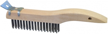 Wire Scratch Brush w/Scraper - 10" x 1" Shoe-Style Wood Block