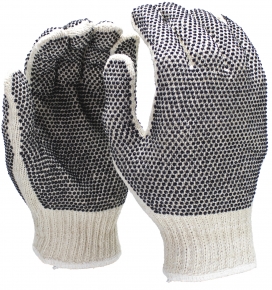 String Knit Gloves w/PVC Dots - Size L