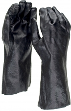 14" Sanitized® Treated Black Glove w/Rough Finish - Size L