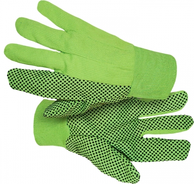 High-Vis Glove w/Black PVC Dotted Double Palm